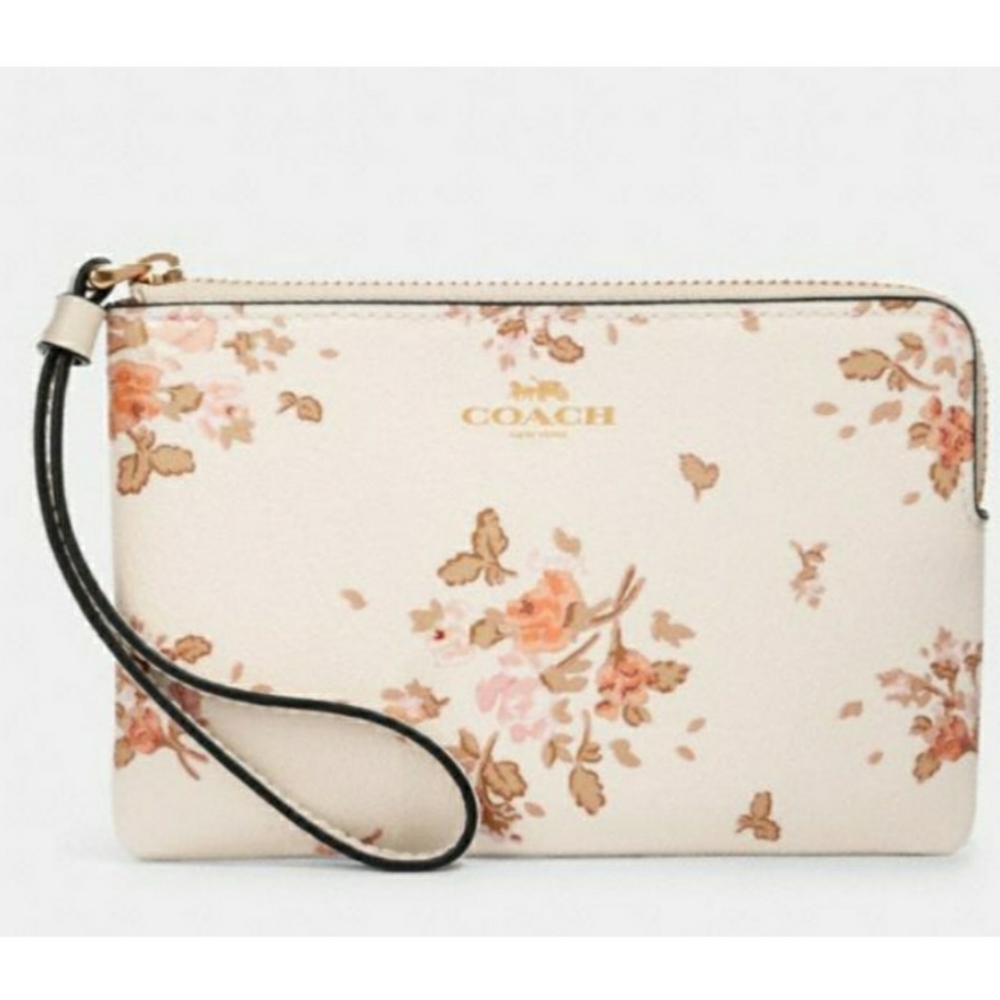 COACH Rose Bouquet Print Wristlet